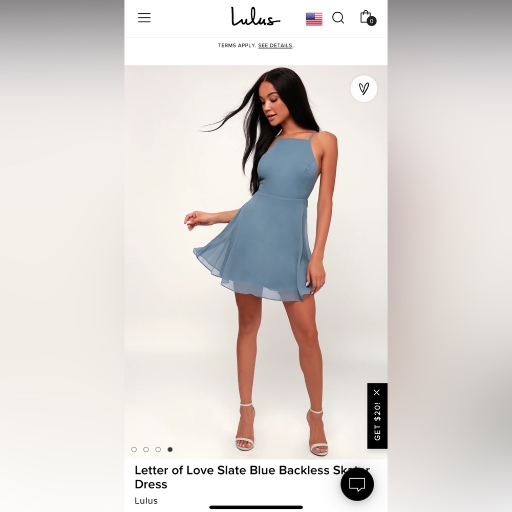 Letter of Love Slate Blue Backless Skater Dress size small